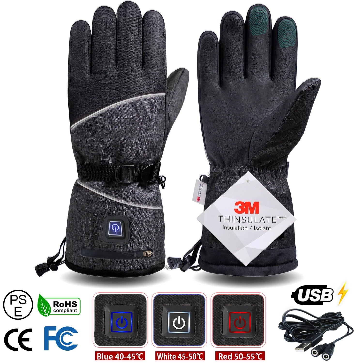Gants d'hiver 3M Coton Chauffant Gants Electriques Thermiques Imperméables Snowboard Cyclisme Moto Ski Outdoor-thumbmail-35