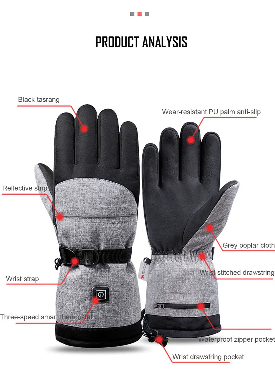 Gants d'hiver 3M Coton Chauffant Gants Electriques Thermiques Imperméables Snowboard Cyclisme Moto Ski Outdoor-thumbmail-18