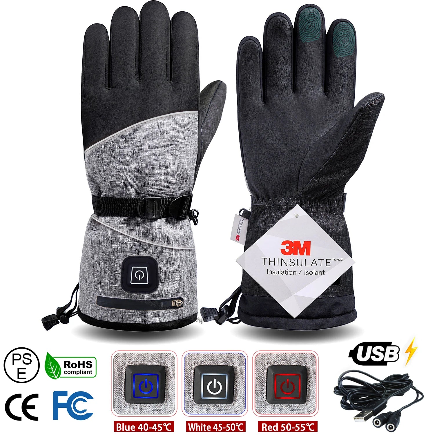 Gants d'hiver 3M Coton Chauffant Gants Electriques Thermiques Imperméables Snowboard Cyclisme Moto Ski Outdoor-thumbmail-33