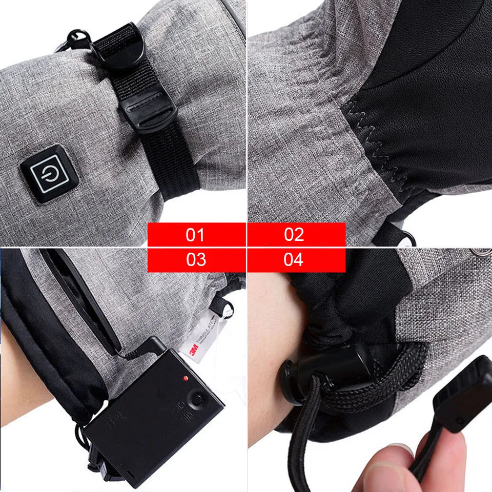 Gants d'hiver 3M Coton Chauffant Gants Electriques Thermiques Imperméables Snowboard Cyclisme Moto Ski Outdoor-thumbmail-3