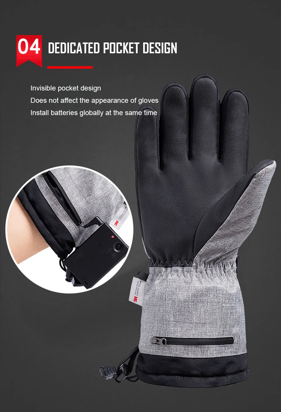 Gants d'hiver 3M Coton Chauffant Gants Electriques Thermiques Imperméables Snowboard Cyclisme Moto Ski Outdoor-thumbmail-23